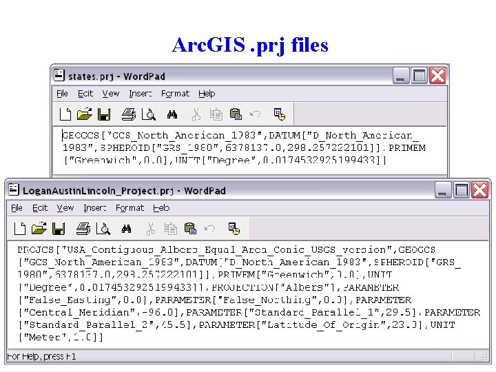 Arc. GIS. prj files 