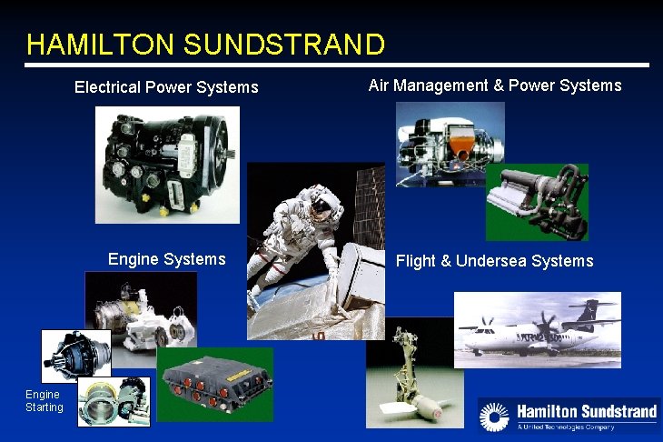 HAMILTON SUNDSTRAND Engine Starting Electrical Power Systems Air Management & Power Systems Engine Systems