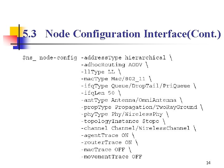 5. 3 Node Configuration Interface(Cont. ) 14 