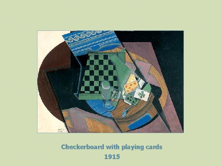 Checkerboard with playing cards 1915 
