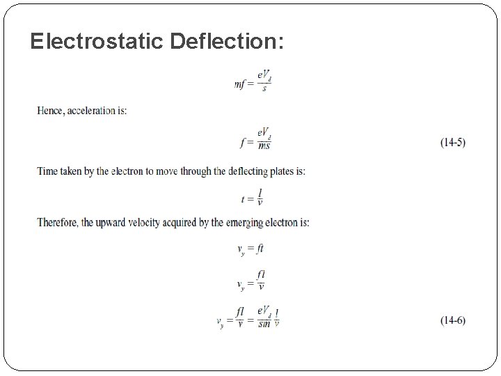 Electrostatic Deflection: 