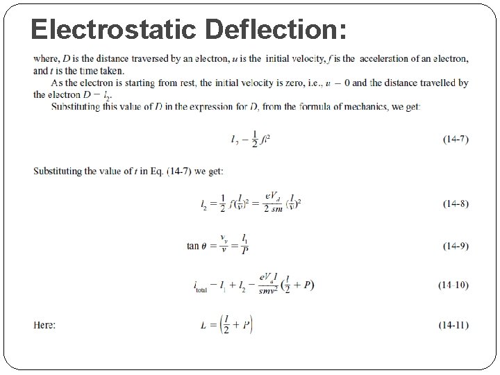 Electrostatic Deflection: 