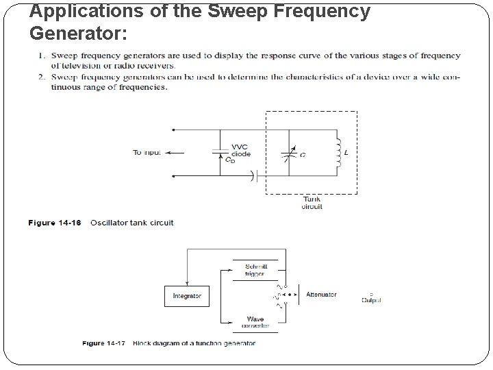 Applications of the Sweep Frequency Generator: 