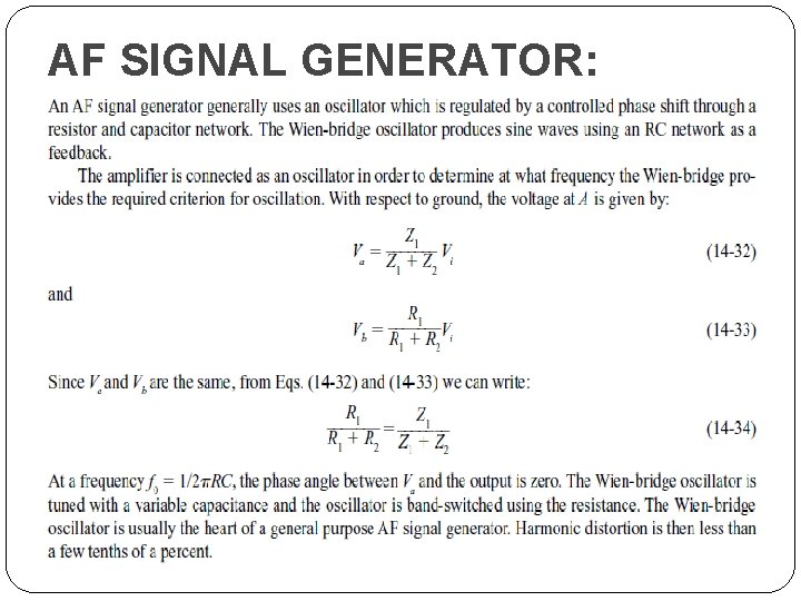 AF SIGNAL GENERATOR: 