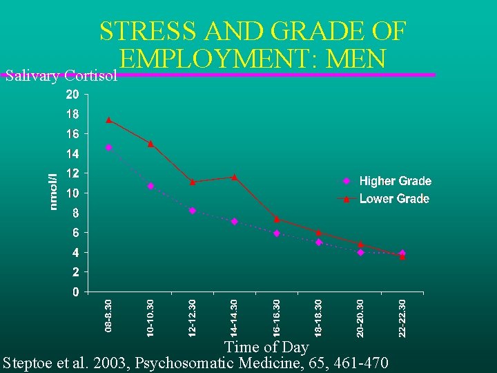 STRESS AND GRADE OF EMPLOYMENT: MEN Salivary Cortisol Time of Day Steptoe et al.