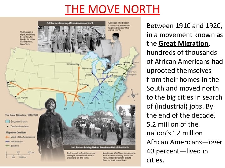 THE MOVE NORTH Between 1910 and 1920, in a movement known as the Great