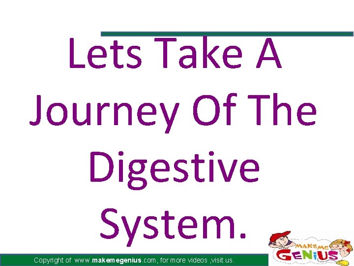 Lets Take A Journey Of The Digestive System. Copyright of www. makemegenius. com, for