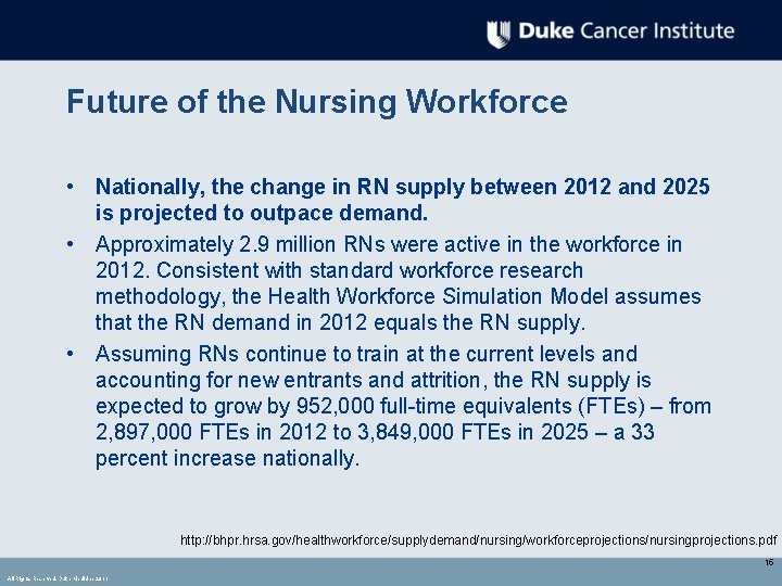 Future of the Nursing Workforce • Nationally, the change in RN supply between 2012 Future of the Nursing Workforce • Nationally, the change in RN supply between 2012