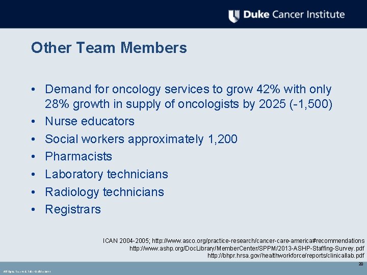 Other Team Members • Demand for oncology services to grow 42% with only 28% Other Team Members • Demand for oncology services to grow 42% with only 28%