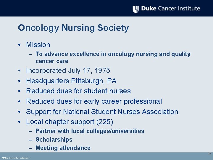 Oncology Nursing Society • Mission – To advance excellence in oncology nursing and quality Oncology Nursing Society • Mission – To advance excellence in oncology nursing and quality