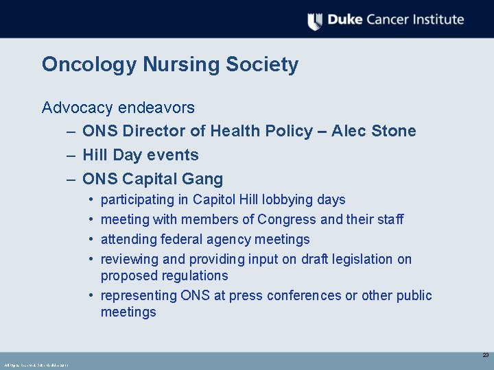 Oncology Nursing Society Advocacy endeavors – ONS Director of Health Policy – Alec Stone Oncology Nursing Society Advocacy endeavors – ONS Director of Health Policy – Alec Stone