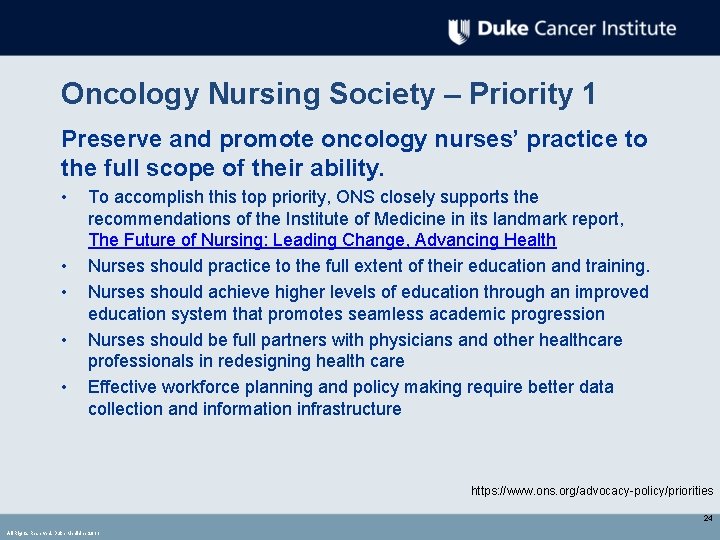 Oncology Nursing Society – Priority 1 Preserve and promote oncology nurses’ practice to the Oncology Nursing Society – Priority 1 Preserve and promote oncology nurses’ practice to the
