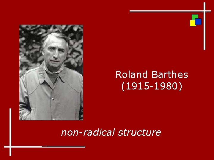Roland Barthes (1915 -1980) non-radical structure 