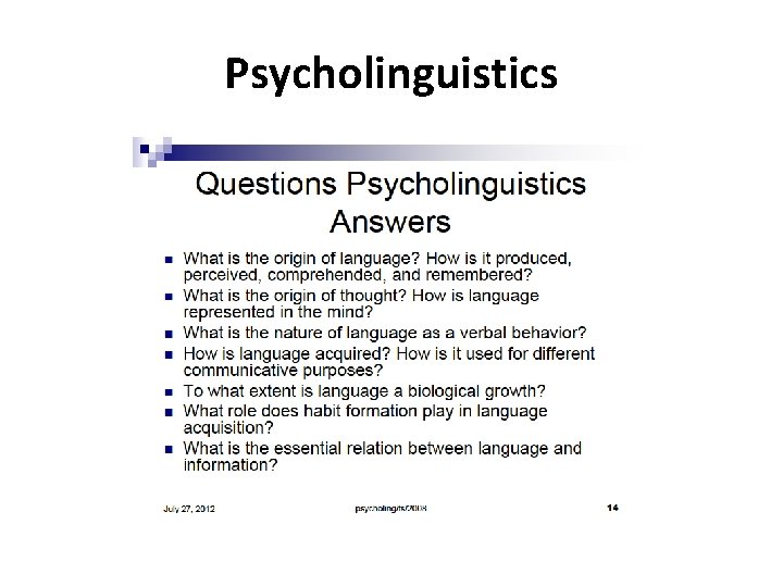 Psycholinguistics 