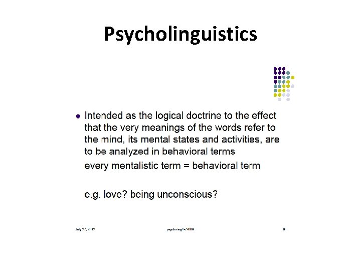 Psycholinguistics 
