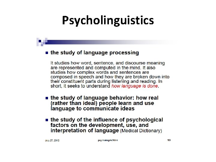 Psycholinguistics 