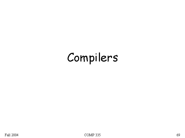Compilers Fall 2004 COMP 335 69 