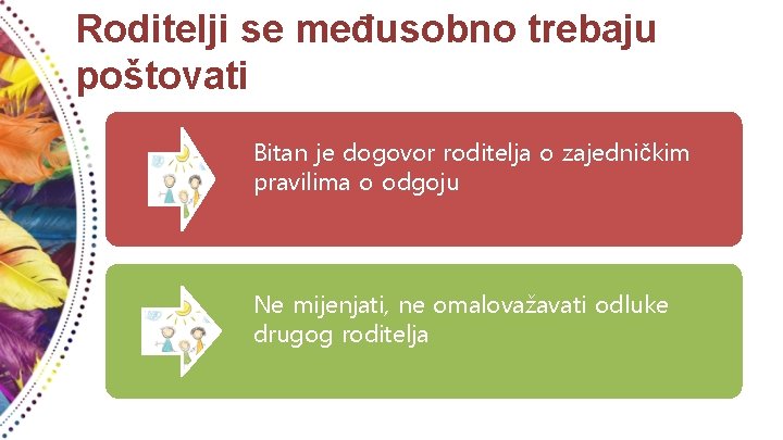 Roditelji se međusobno trebaju poštovati Bitan je dogovor roditelja o zajedničkim pravilima o odgoju