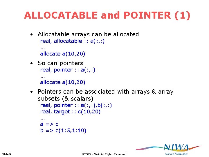 Application Of Fortran 90 To Ocean Model Codes