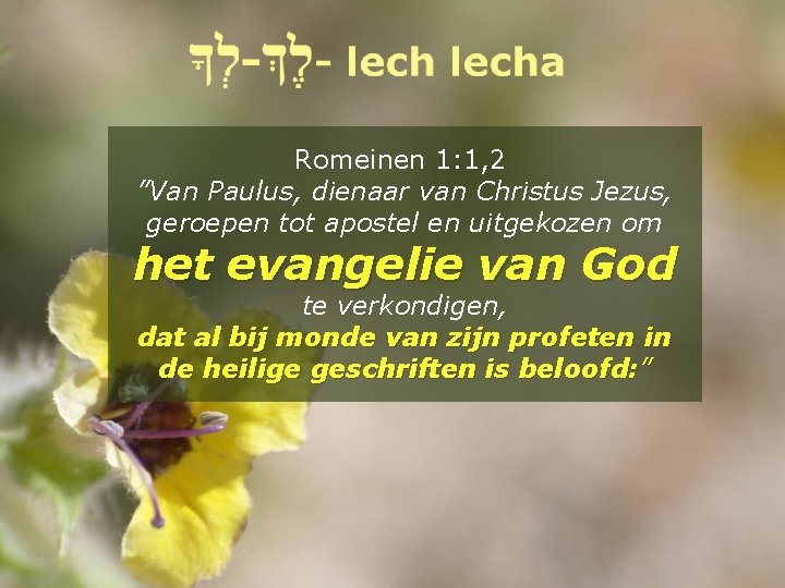 Romeinen 1: 1, 2 ”Van Paulus, dienaar van Christus Jezus, geroepen tot apostel en