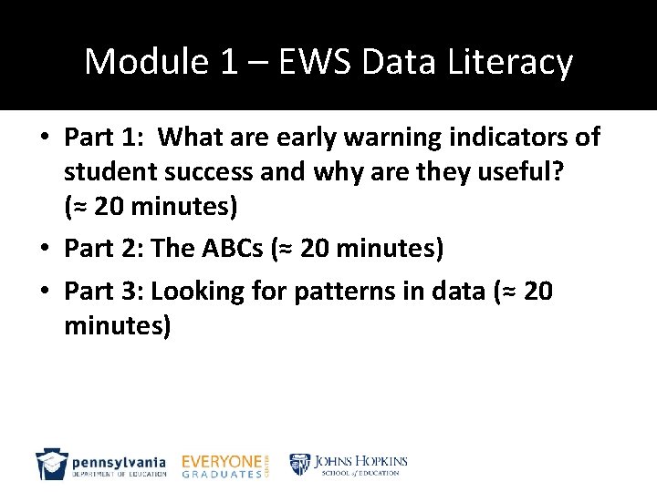 Module 1 – EWS Data Literacy • Part 1: What are early warning indicators