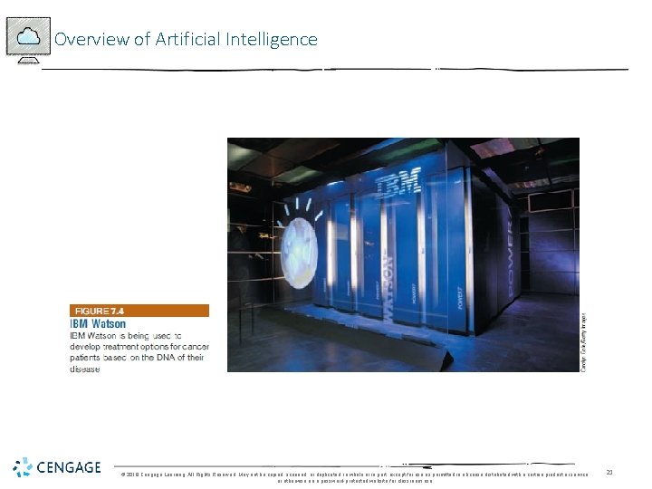 Overview of Artificial Intelligence © 2018 Cengage Learning. All Rights Reserved. May not be Overview of Artificial Intelligence © 2018 Cengage Learning. All Rights Reserved. May not be