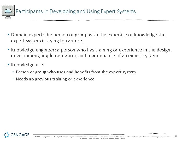 Participants in Developing and Using Expert Systems • Domain expert: the person or group Participants in Developing and Using Expert Systems • Domain expert: the person or group