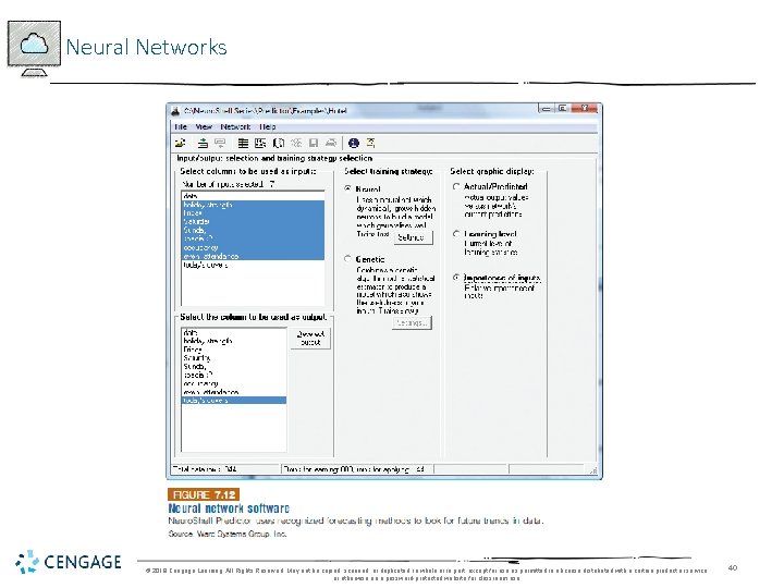 Neural Networks © 2018 Cengage Learning. All Rights Reserved. May not be copied, scanned,