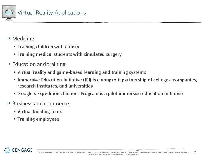 Virtual Reality Applications • Medicine • Training children with autism • Training medical students Virtual Reality Applications • Medicine • Training children with autism • Training medical students