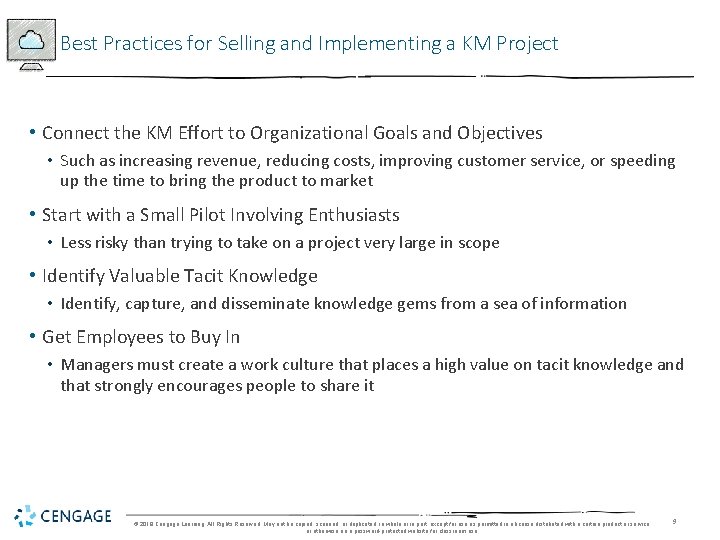 Best Practices for Selling and Implementing a KM Project • Connect the KM Effort