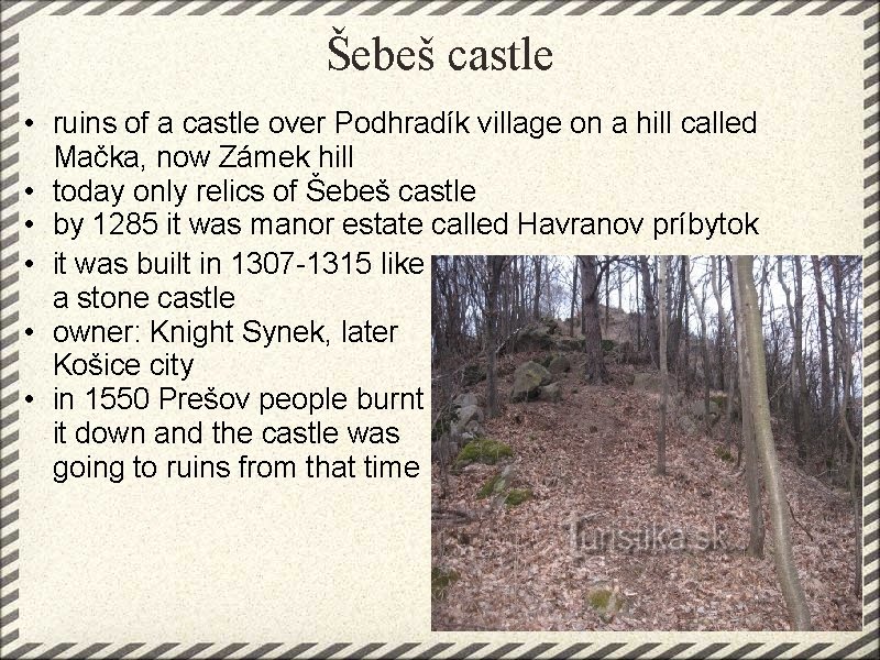 Šebeš castle • ruins of a castle over Podhradík village on a hill called Šebeš castle • ruins of a castle over Podhradík village on a hill called
