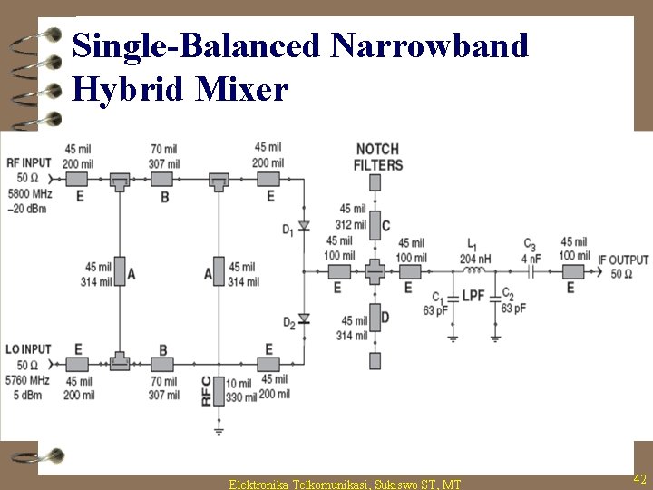 Single-Balanced Narrowband Hybrid Mixer Elektronika Telkomunikasi, Sukiswo ST, MT 42 