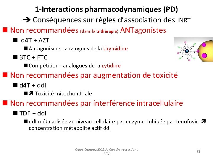 1 -Interactions pharmacodynamiques (PD) Conséquences sur règles d’association des INRT n Non recommandées (dans 1 -Interactions pharmacodynamiques (PD) Conséquences sur règles d’association des INRT n Non recommandées (dans