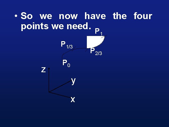  • So we now have the four points we need. P 1/3 z
