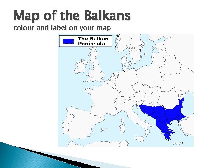Map of the Balkans colour and label on your map 