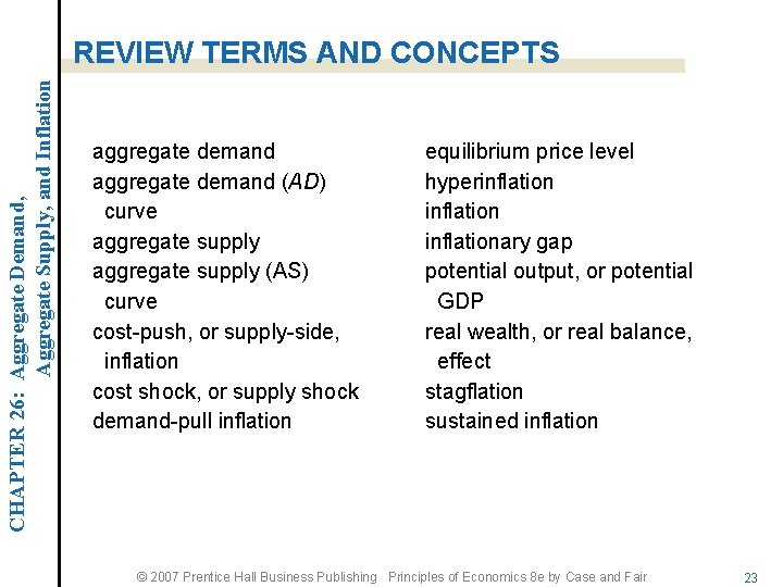 CHAPTER 26: Aggregate Demand, Aggregate Supply, and Inflation REVIEW TERMS AND CONCEPTS aggregate demand