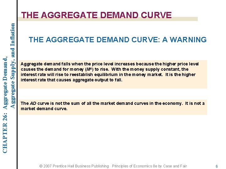 CHAPTER 26: Aggregate Demand, Aggregate Supply, and Inflation THE AGGREGATE DEMAND CURVE: A WARNING