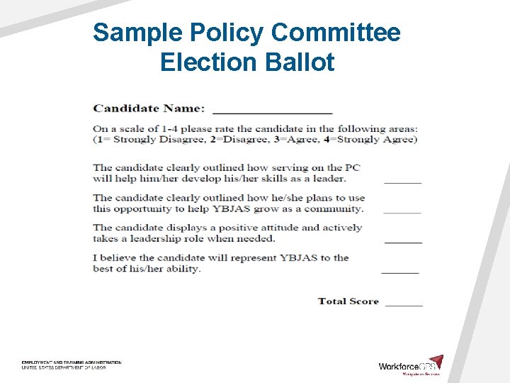Sample Policy Committee Election Ballot 