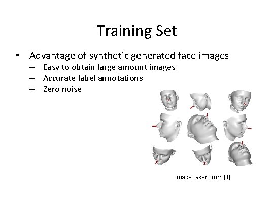 Training Set • Advantage of synthetic generated face images – Easy to obtain large