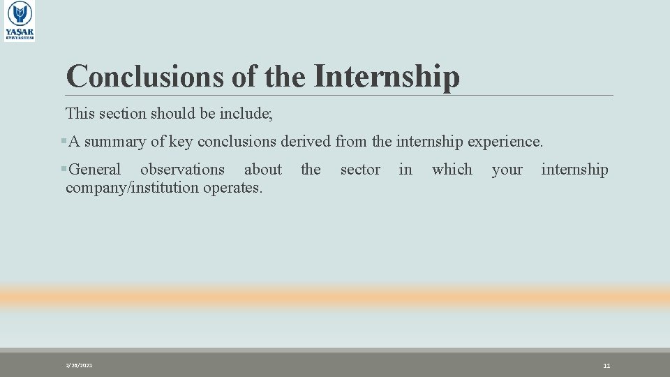 conclusion internship presentation