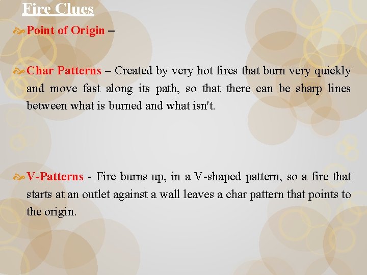 Fire Clues Point of Origin – Char Patterns – Created by very hot fires