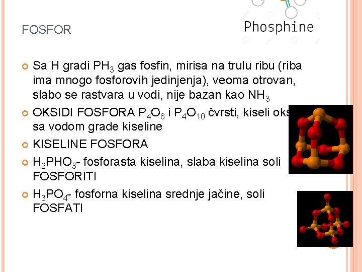 FOSFOR Sa H gradi PH 3 gas fosfin, mirisa na trulu ribu (riba ima