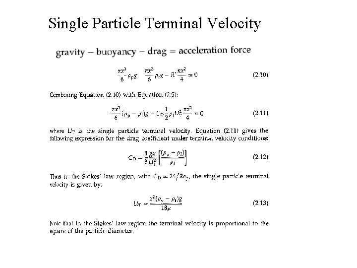 Single Particle Terminal Velocity 