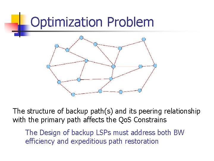 Optimization Problem The structure of backup path(s) and its peering relationship with the primary