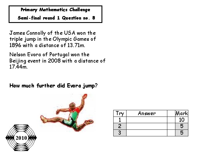 Primary Mathematics Challenge Semi-final round 1 Question no. 8 James Connolly of the USA