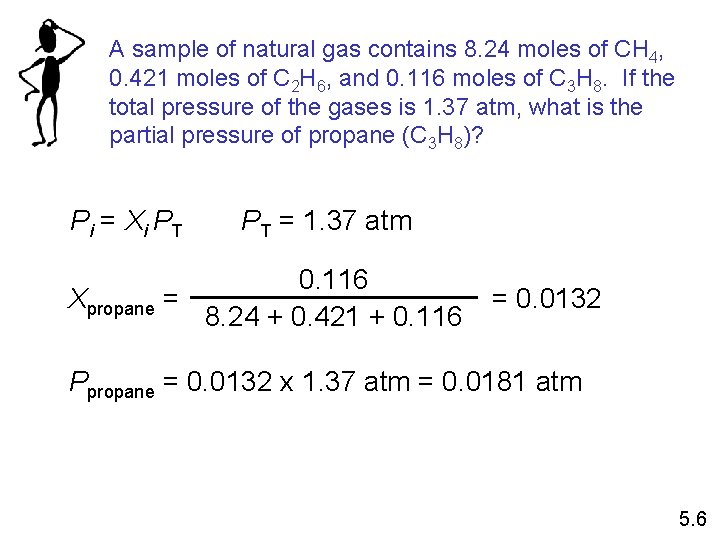 A sample of natural gas contains 8. 24 moles of CH 4, 0. 421