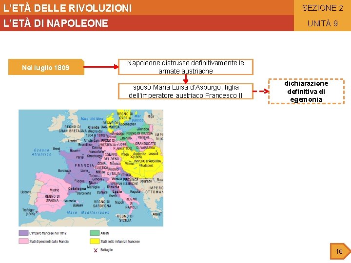 L’ETÀ DELLE RIVOLUZIONI L’ETÀ DI NAPOLEONE Nel luglio 1809 SEZIONE 2 UNITÀ 9 Napoleone