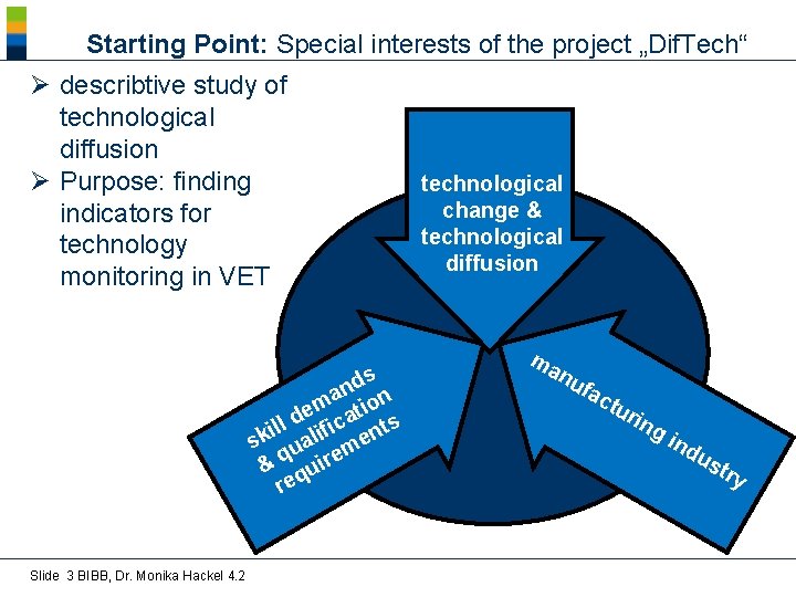 Starting Point: Special interests of the project „Dif. Tech“ Ø describtive study of technological