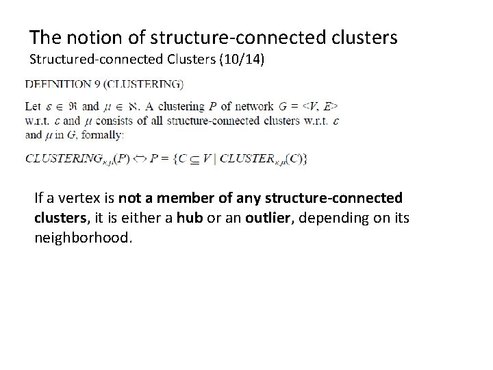 The notion of structure-connected clusters Structured-connected Clusters (10/14) If a vertex is not a The notion of structure-connected clusters Structured-connected Clusters (10/14) If a vertex is not a