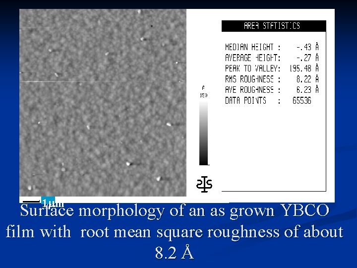 1 m Surface morphology of an as grown YBCO film with root mean square